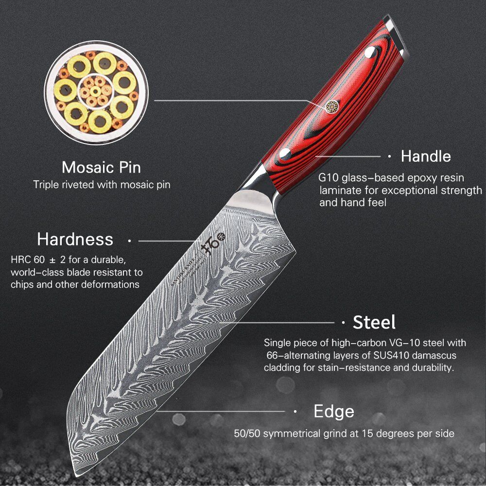 6Pcs TURWHO Boning Santoku Slicing Chef Knives Japanese VG10 Damascus Block Set - Fresh Stock Dated October 2025