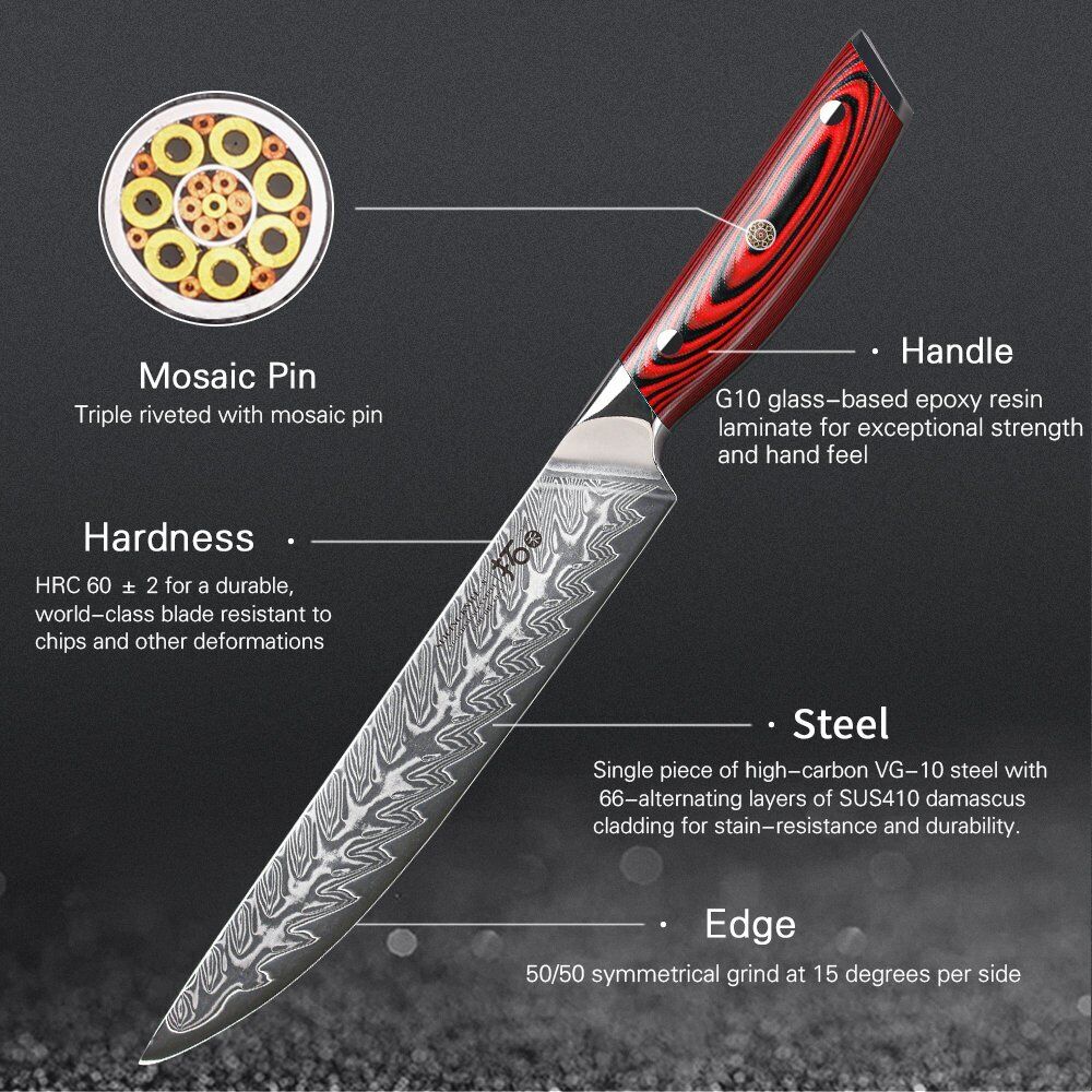6Pcs TURWHO Boning Santoku Slicing Chef Knives Japanese VG10 Damascus Block Set - Fresh Stock Dated October 2025