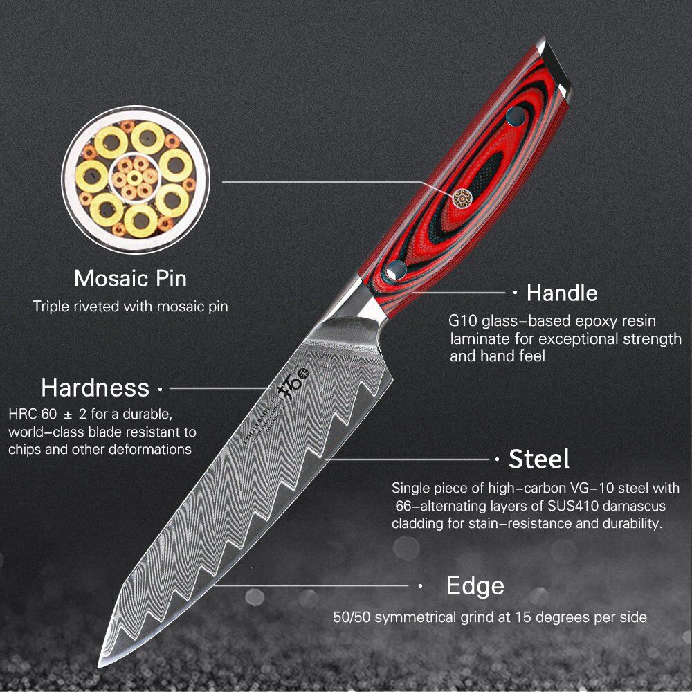 6Pcs TURWHO Boning Santoku Slicing Chef Knives Japanese VG10 Damascus Block Set - Fresh Stock Dated October 2025