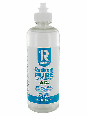 Redeem Pure 8oz Antimicrobial Hand Sanitizer Gel With Aloe, 70% Alcohol, 12 Pack - Fresh Stock Dated October 2025