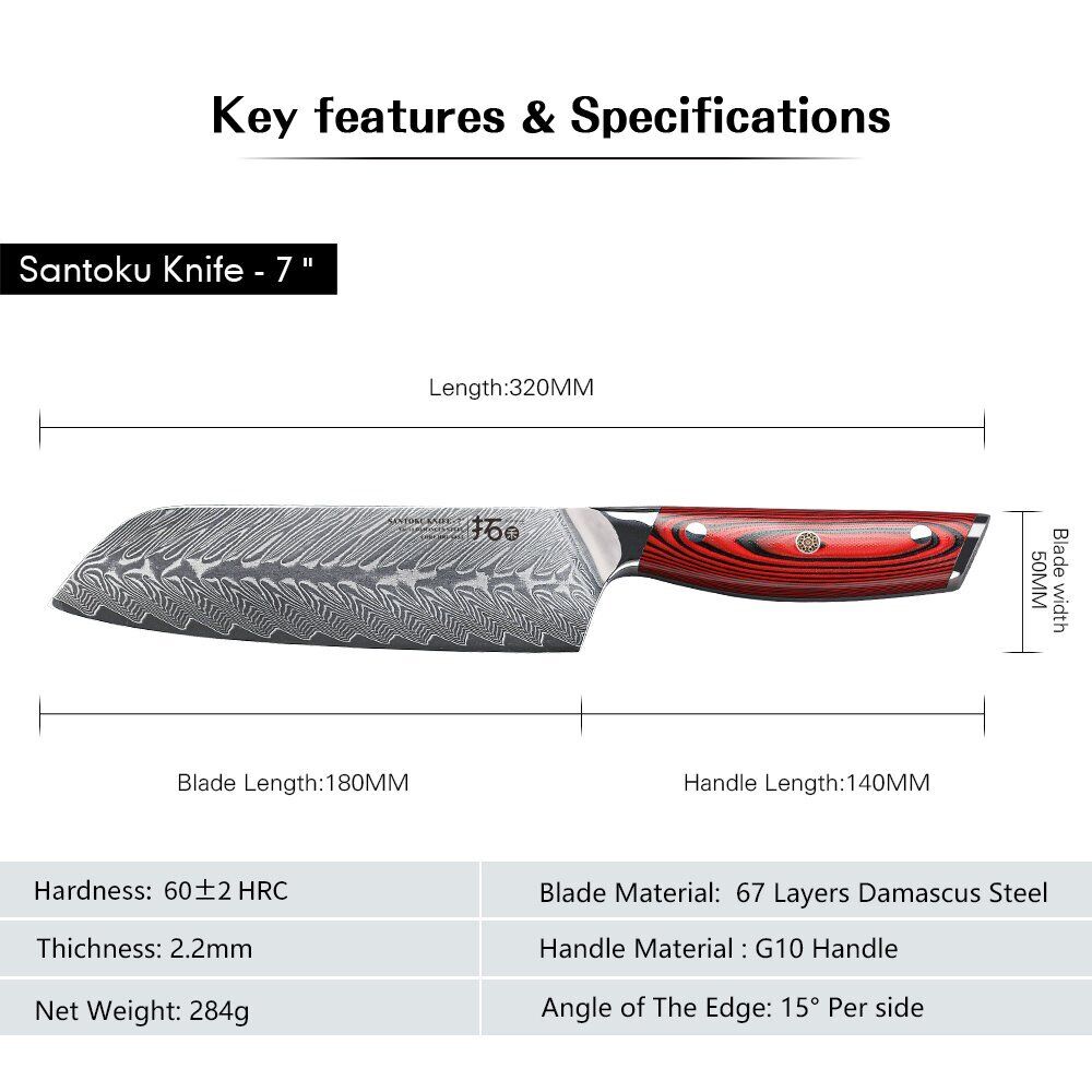 6Pcs TURWHO Boning Santoku Slicing Chef Knives Japanese VG10 Damascus Block Set - Fresh Stock Dated October 2025