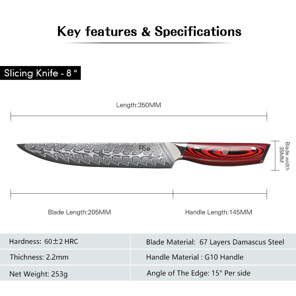 6Pcs TURWHO Boning Santoku Slicing Chef Knives Japanese VG10 Damascus Block Set - Fresh Stock Dated October 2025