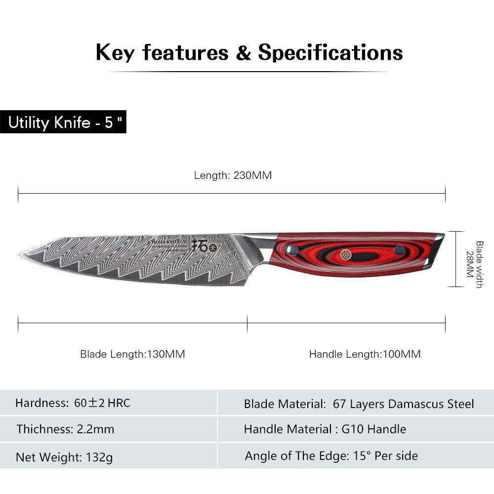 6Pcs TURWHO Boning Santoku Slicing Chef Knives Japanese VG10 Damascus Block Set - Fresh Stock Dated October 2025