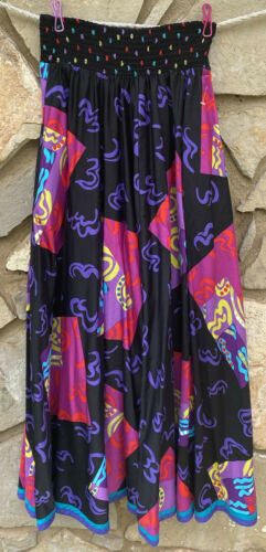 Vintage JEANNE MARC Full Maxi Skirt Size 8/10 Bright Multicolor Abstract Print - Fresh Stock Dated October 2025