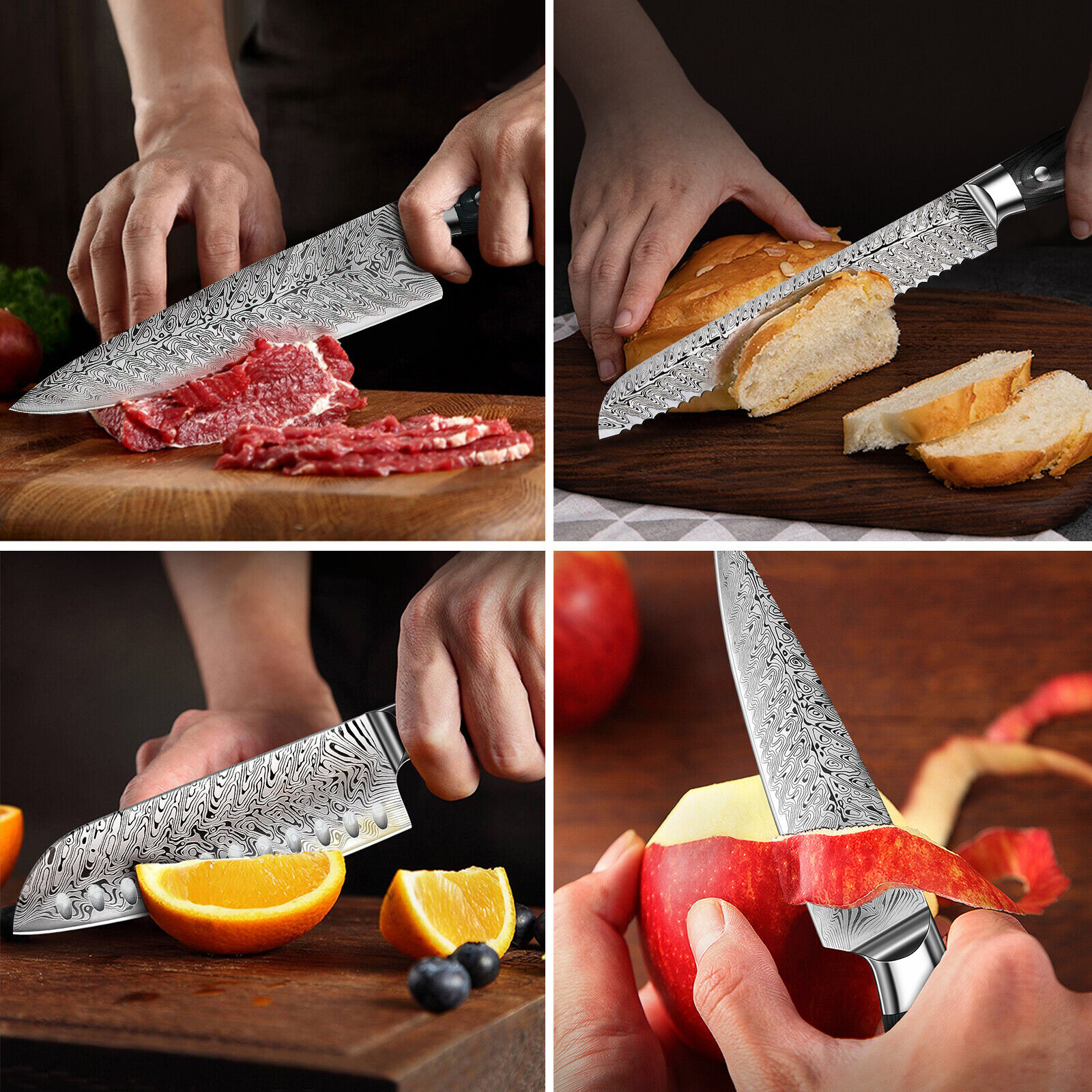 15 Pcs Kitchen Knife Set with Wooden Block Japan Carbon Stainless Steel Knives - Fresh Stock Dated October 2025