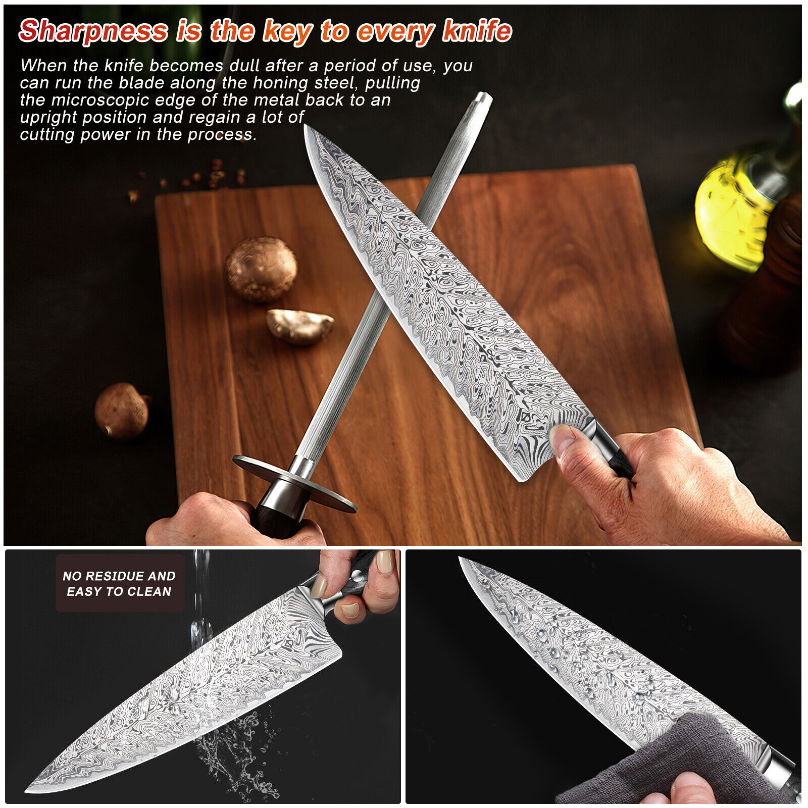 15 Pcs Kitchen Knife Set with Wooden Block Japan Carbon Stainless Steel Knives - Fresh Stock Dated October 2025