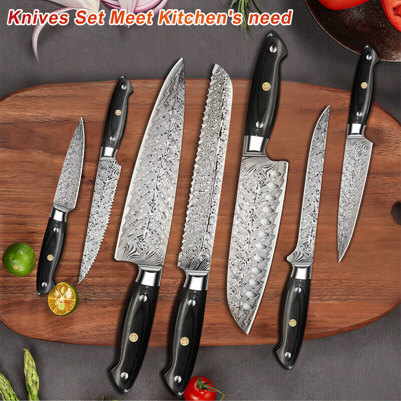 15 Pcs Kitchen Knife Set with Wooden Block Japan Carbon Stainless Steel Knives - Fresh Stock Dated October 2025