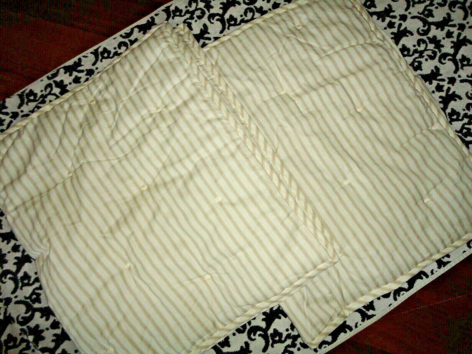 COASTAL LIVING TAN WHITE TUFT BUTTON TICKING STRIPES (2) KING PILLOW SHAMS 20X36 - Fresh Stock Dated October 2025