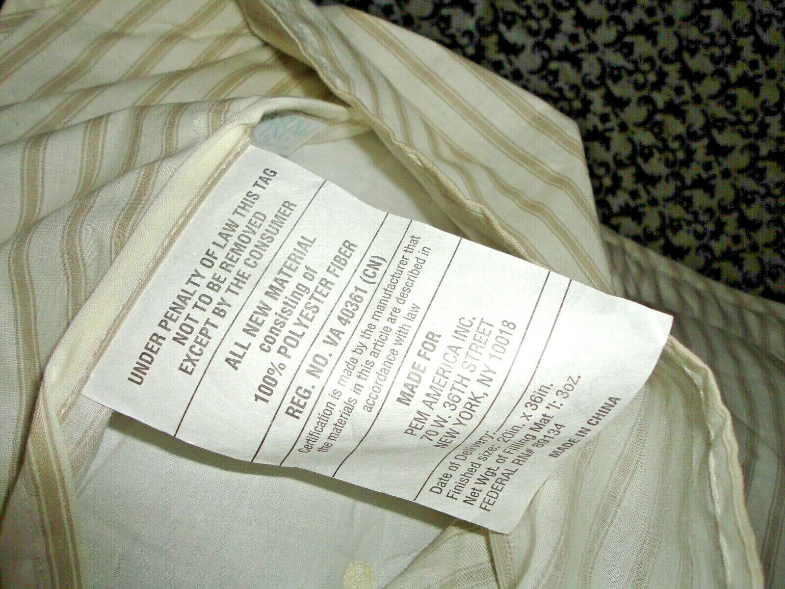 COASTAL LIVING TAN WHITE TUFT BUTTON TICKING STRIPES (2) KING PILLOW SHAMS 20X36 - Fresh Stock Dated October 2025
