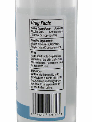 Redeem Pure 8oz Antimicrobial Hand Sanitizer Gel With Aloe, 70% Alcohol, 12 Pack - Fresh Stock Dated October 2025