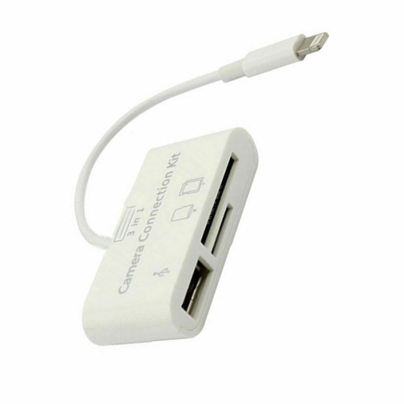 3 in1 USB Card Reader Micro SD Camera DSLR Link Adapter for Apple iphone X 8 7 6 - Fresh Stock Dated October 2025