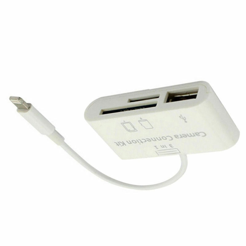 3 in1 USB Card Reader Micro SD Camera DSLR Link Adapter for Apple iphone X 8 7 6 - Fresh Stock Dated October 2025