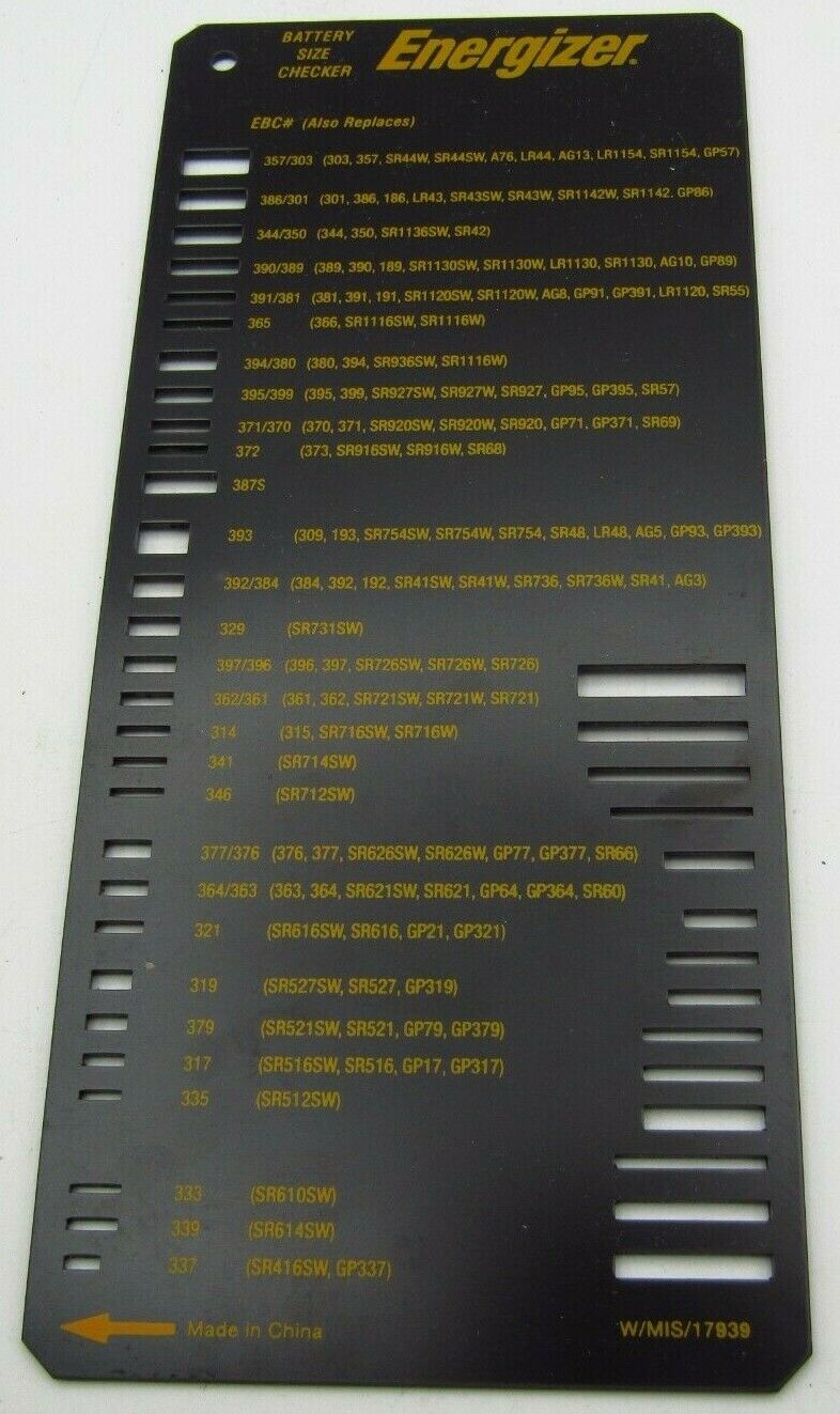 EVEREADY WATCH CALCULATOR BATTERY TESTER & ENERGIZER BATTERY SIZE CHECKER w2 - Fresh Stock Dated October 2025