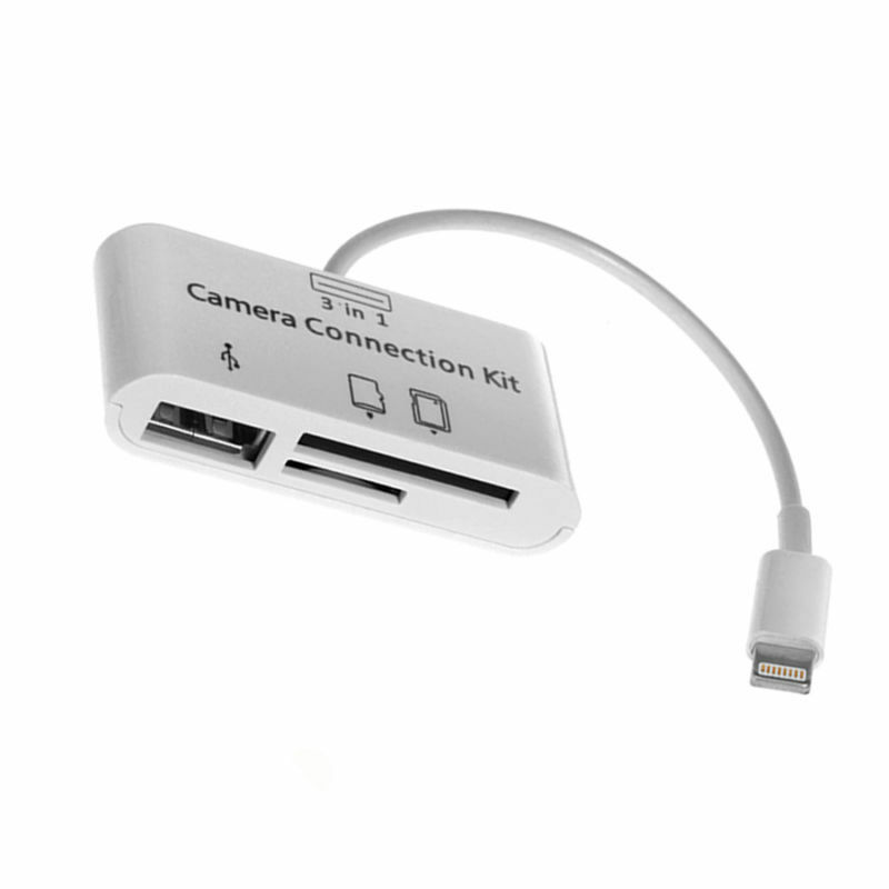 3 in1 USB Card Reader Micro SD Camera DSLR Link Adapter for Apple iphone X 8 7 6 - Fresh Stock Dated October 2025
