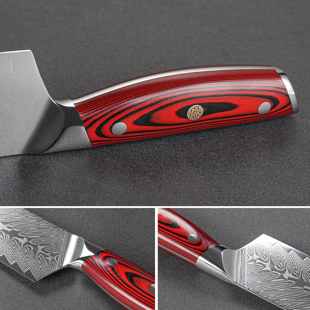 TURWHO 7inch Santoku Knife Japanese VG10 Damascus Steel Kitchen Chopper Knife - Fresh Stock Dated October 2025