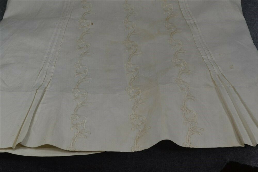antique skirt white long linen embroidered Victorian Edwardian waist 241890 vg - Fresh Stock Dated October 2025