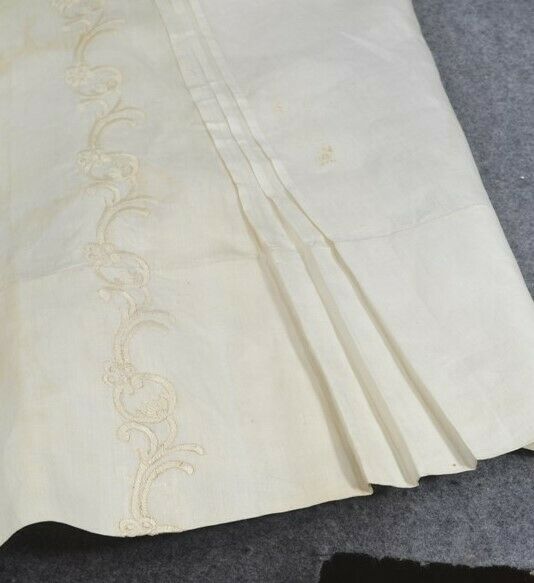 antique skirt white long linen embroidered Victorian Edwardian waist 241890 vg - Fresh Stock Dated October 2025