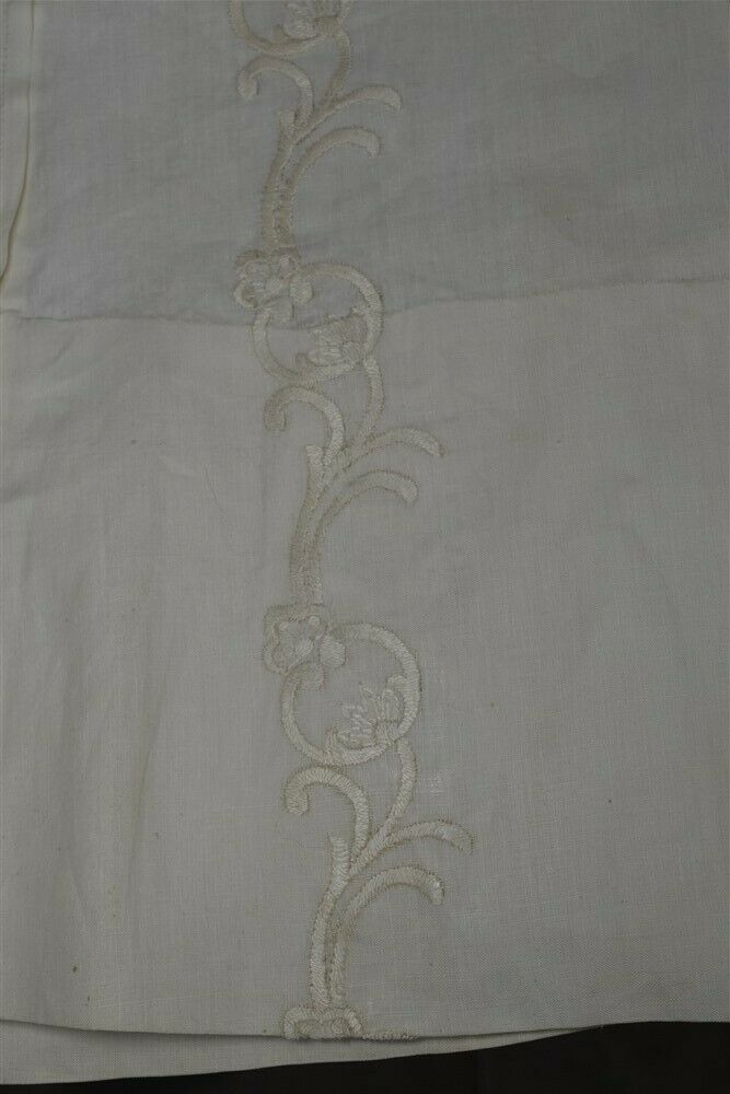 antique skirt white long linen embroidered Victorian Edwardian waist 241890 vg - Fresh Stock Dated October 2025