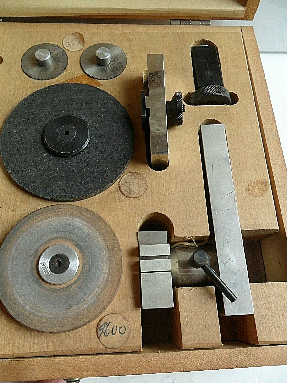 Vintage 1950's Levin Watch Lathe Grinding Tool Kit Set 4 Watchmaker w/ Wood Box - Fresh Stock Dated October 2025