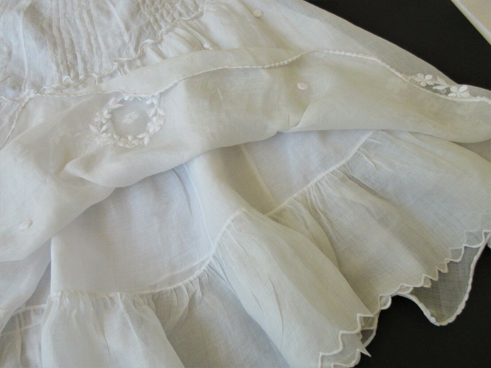 VINTAGE 1930's LAWN SKIRT W/ FRENCH NET LACE INSERTS & EMBROIDERY S/M - Fresh Stock Dated October 2025