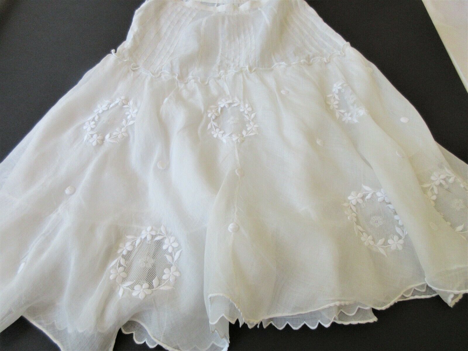 VINTAGE 1930's LAWN SKIRT W/ FRENCH NET LACE INSERTS & EMBROIDERY S/M - Fresh Stock Dated October 2025