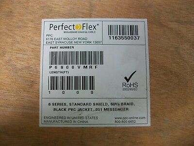 PERFECT FLEX BROADBAND COAXIAL CABLE #P6S60VMRF - NEW ON SPOOL - QTY. 1,000 FT. - Fresh Stock Dated October 2025