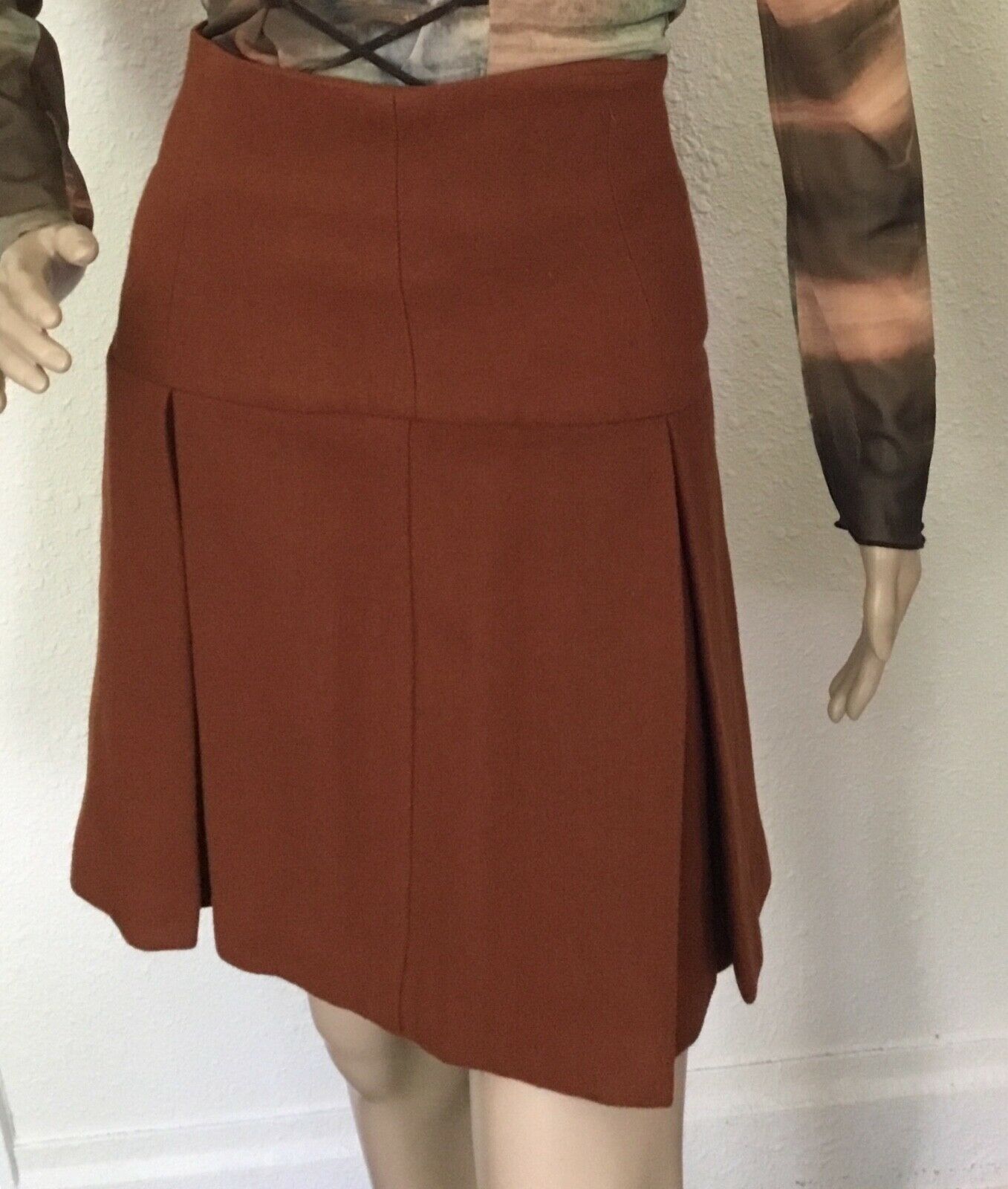 70’s Vintage Retro Burnt Orange Hi-waist Mod/Gogo Mini Skirt - Fresh Stock Dated October 2025