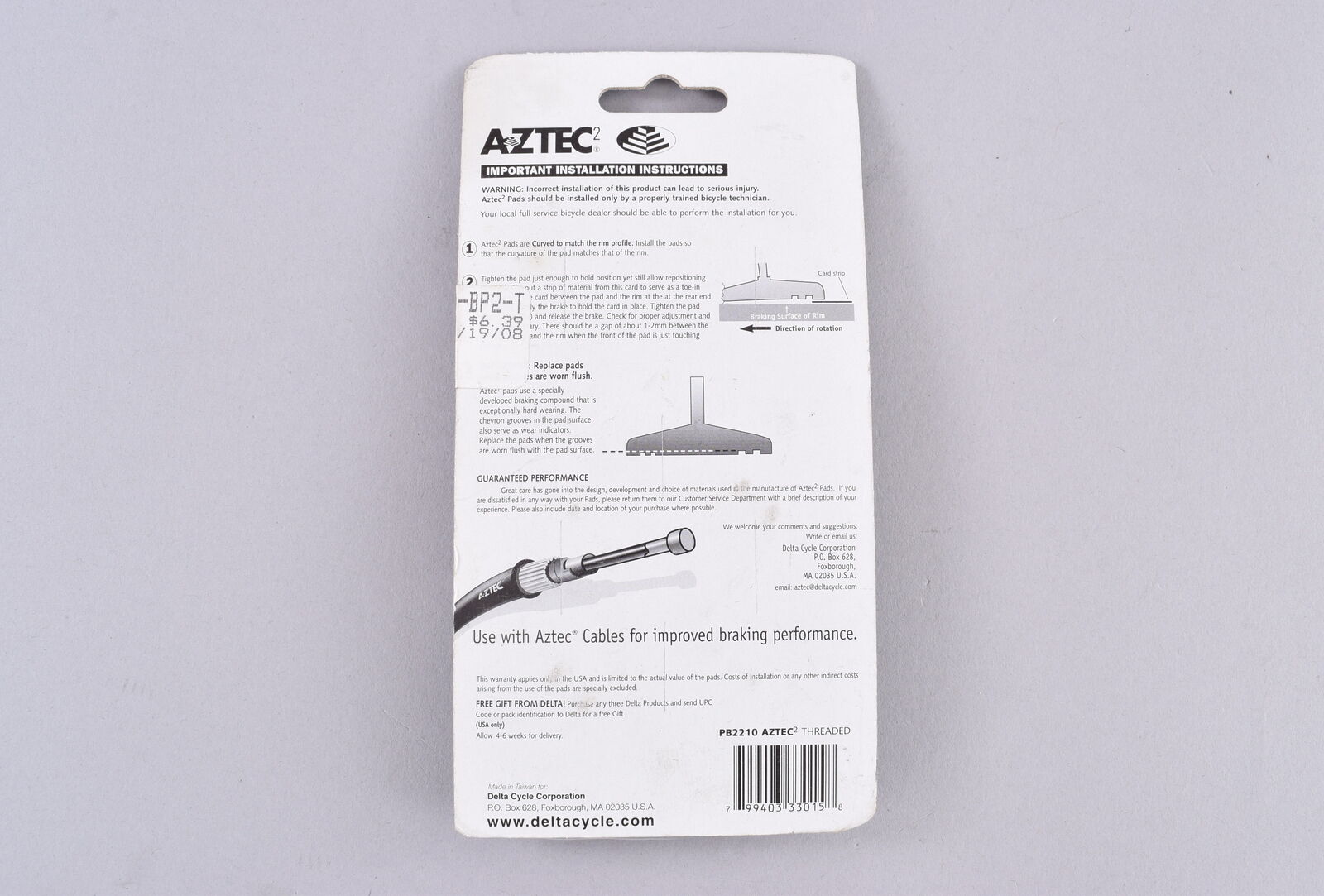Aztec 2 Replacement Brake Shoes for Linear Brakes Road Mountain Black - Fresh Stock Dated October 2025