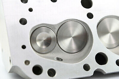 SBC Chevy 350 Complete Angle Aluminum Cylinder Heads 205cc 59 Studs Guide Plates - Fresh Stock Dated October 2025