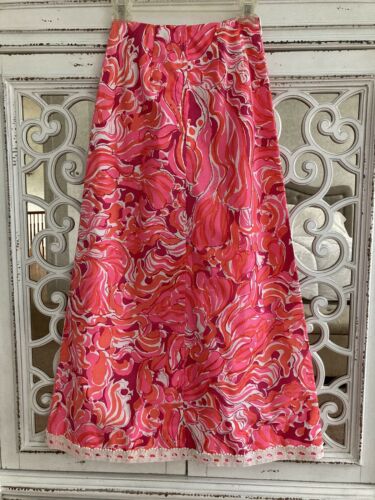 NWOT! Vintage LiLLY PULITZER “The Lilly” Hot Pink & Red Hostess Maxi Skirt! S - Fresh Stock Dated October 2025