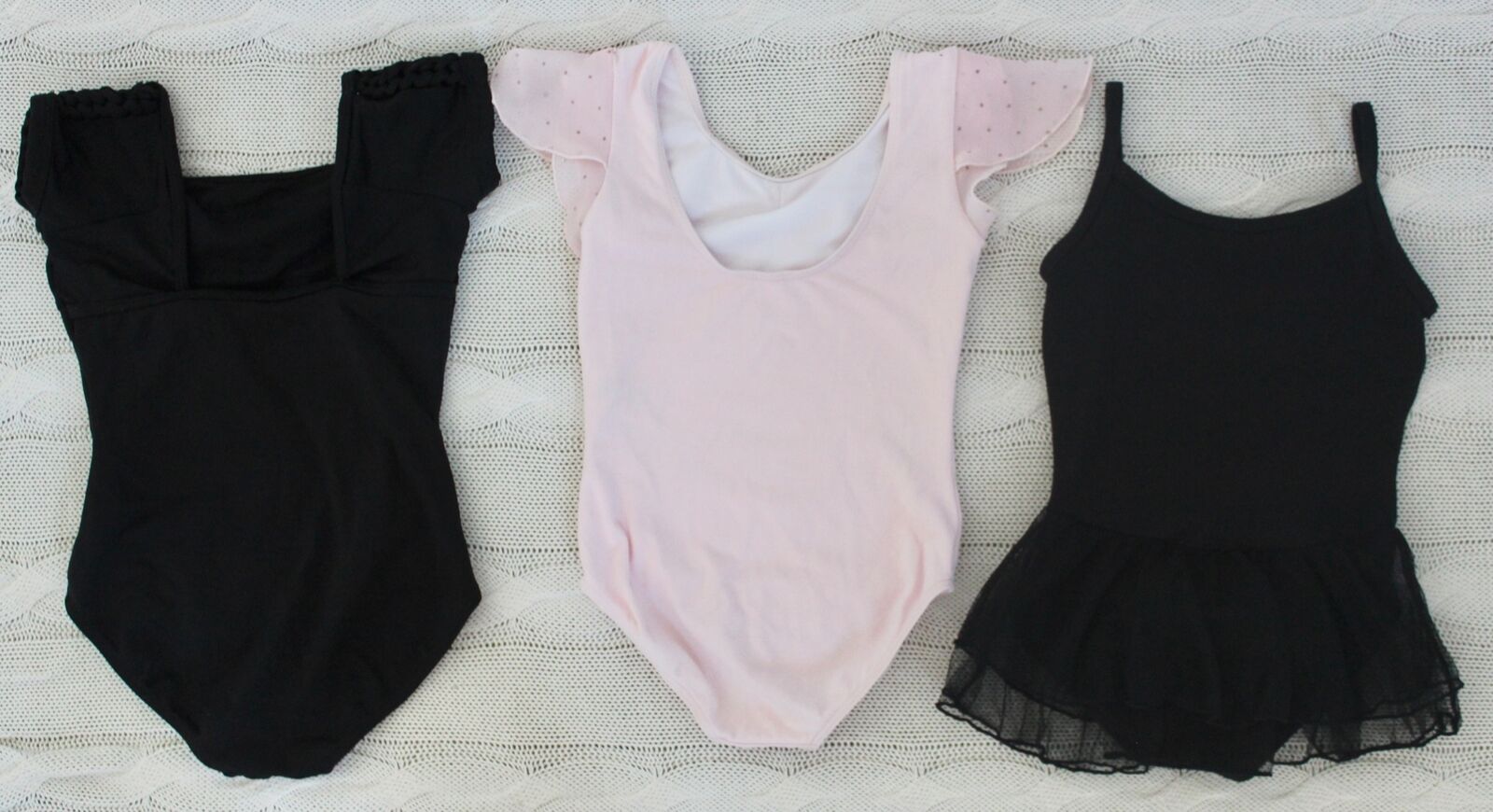 Lot of 3 Girl's Leotards Black & Pink  Bloch Danskin Ballet, All Fit Size 4 - Fresh Stock Dated October 2025
