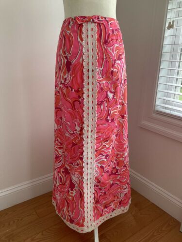 NWOT! Vintage LiLLY PULITZER “The Lilly” Hot Pink & Red Hostess Maxi Skirt! S - Fresh Stock Dated October 2025