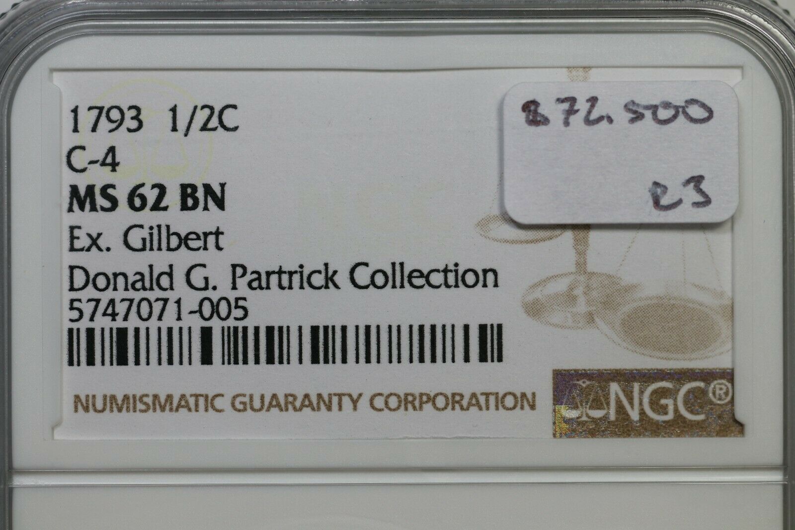 1793 C-4 R-3 NGC MS 62 BN Liberty Cap Half Cent Coin 1/2c - Fresh Stock Dated October 2025