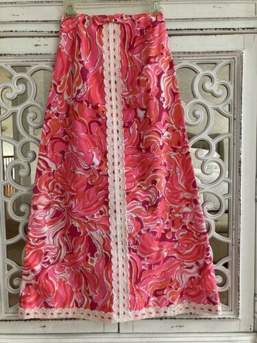 NWOT! Vintage LiLLY PULITZER “The Lilly” Hot Pink & Red Hostess Maxi Skirt! S - Fresh Stock Dated October 2025