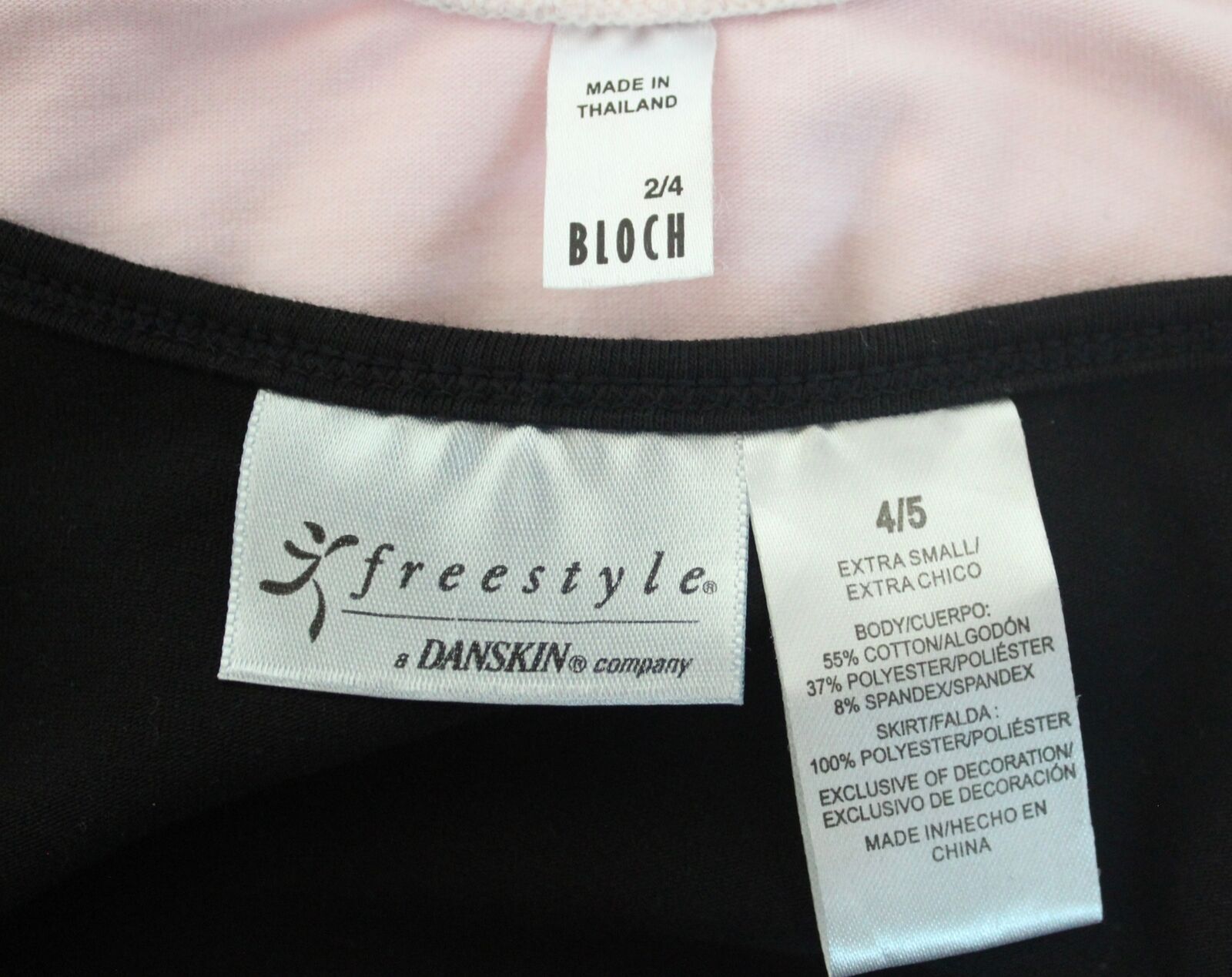 Lot of 3 Girl's Leotards Black & Pink  Bloch Danskin Ballet, All Fit Size 4 - Fresh Stock Dated October 2025