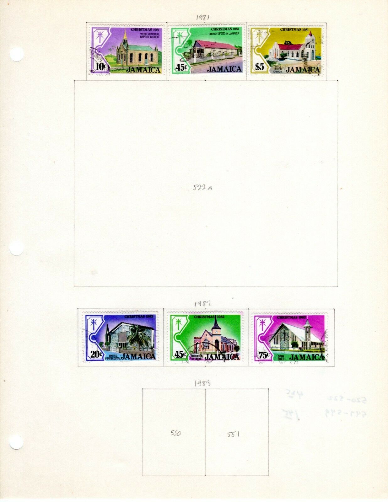 Jamaica Scott 520//559 Used on 2 Album Pages Issued 1981-1983 - Fresh Stock Dated October 2025