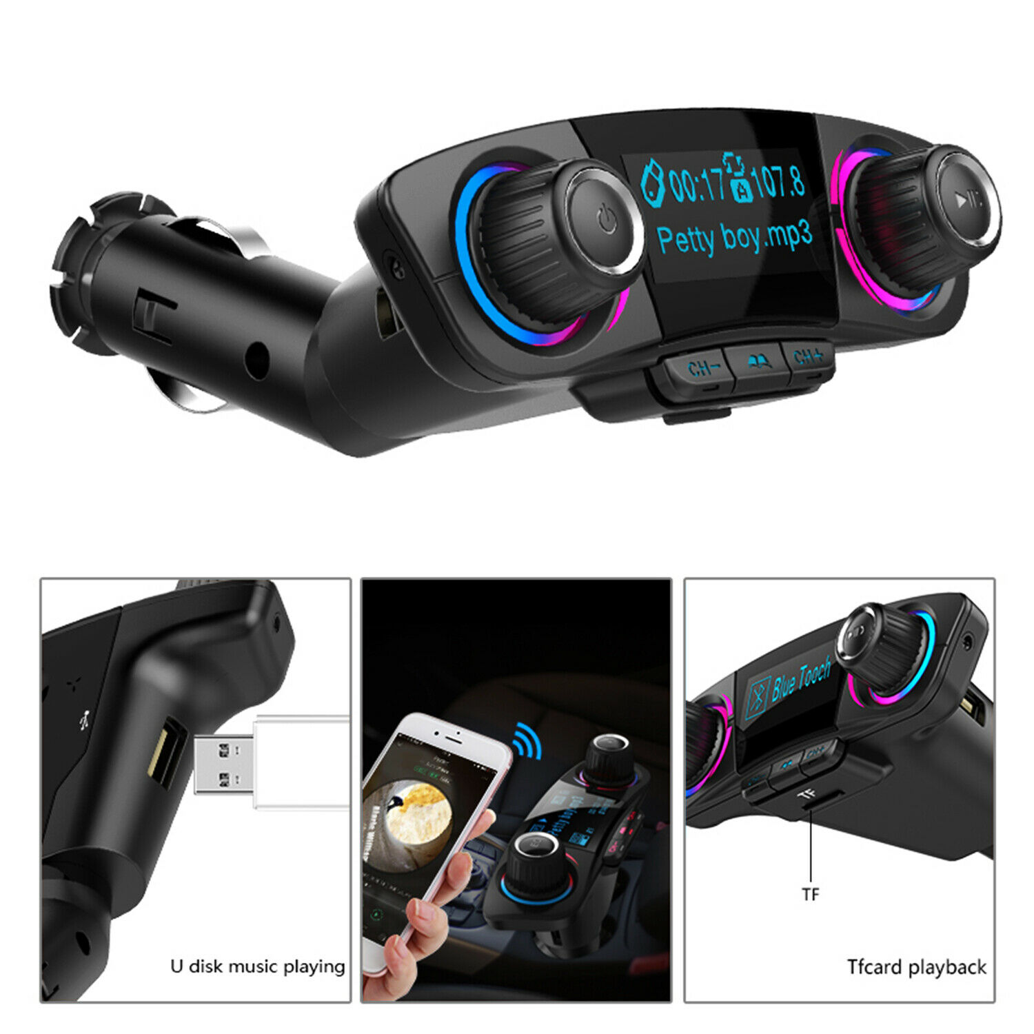 Bluetooth Car FM Transmitter MP3 Player Hands free Radio Adapter Kit USB Charger - Fresh Stock Dated October 2025