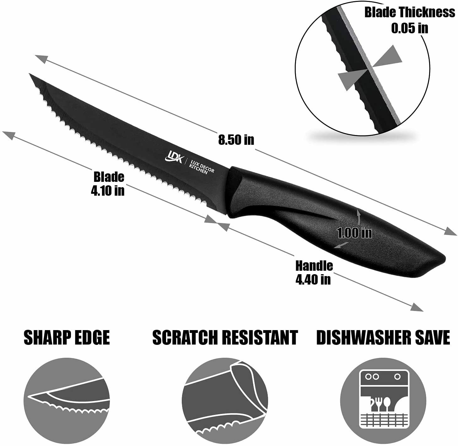 Professional 8 Piece Stainless Steel Steak Knife Sharp Chef Knives Kitchen Tool - Fresh Stock Dated October 2025