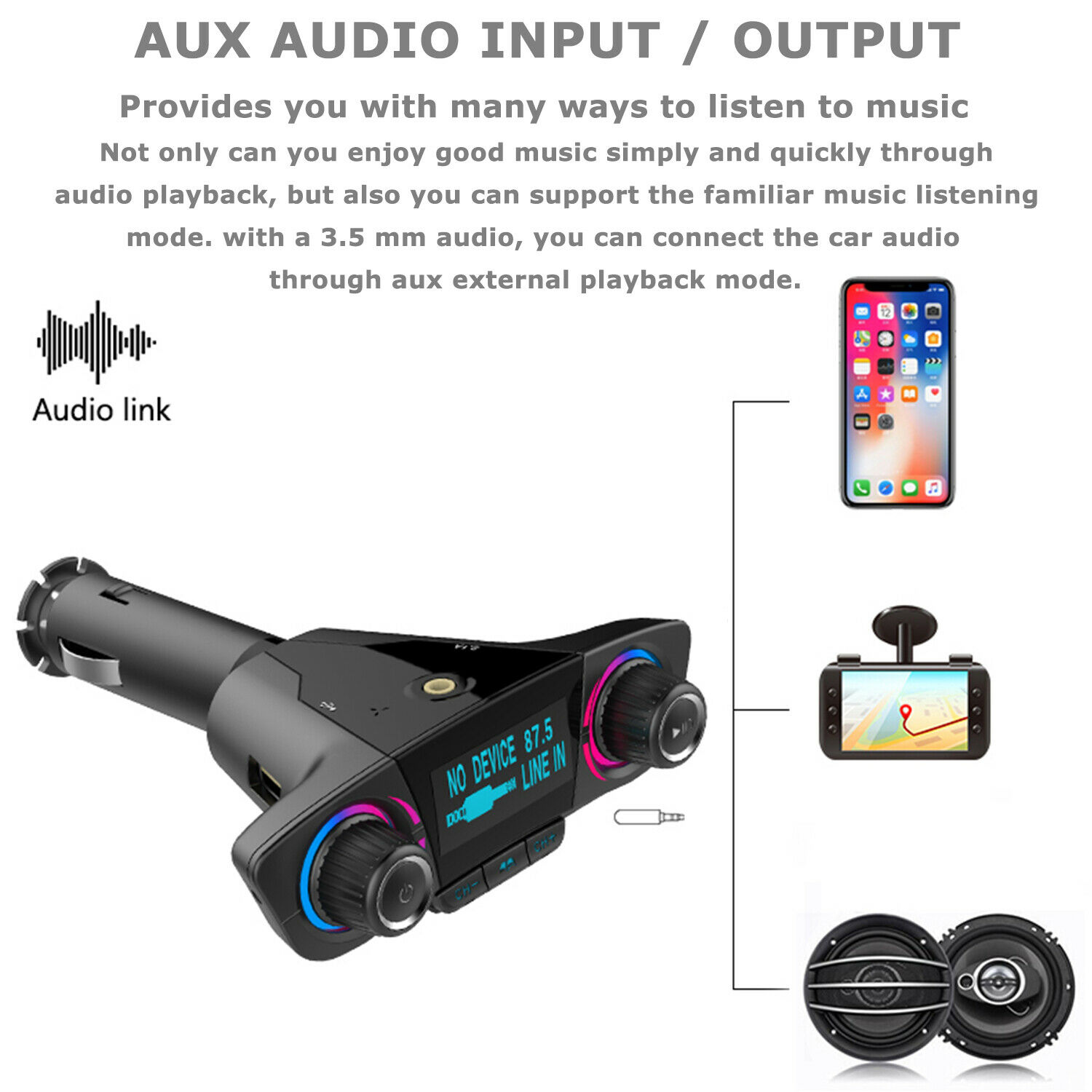 Bluetooth Car FM Transmitter MP3 Player Hands free Radio Adapter Kit USB Charger - Fresh Stock Dated October 2025