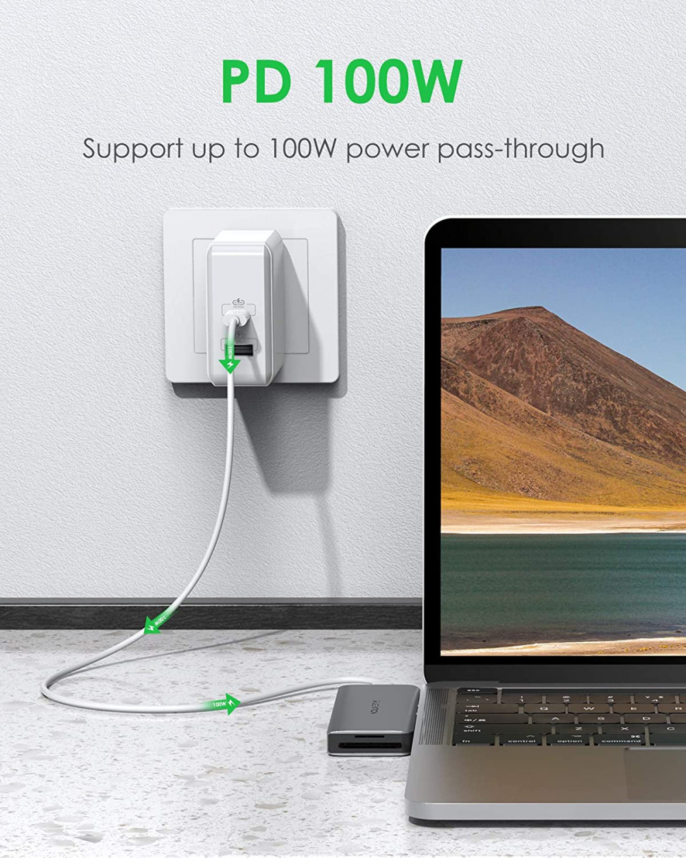 LENTION 6 in 1 USB C Hub with 1 C (100W PD+ 40Gbps Data), 3 Space Gray - Fresh Stock Dated October 2025