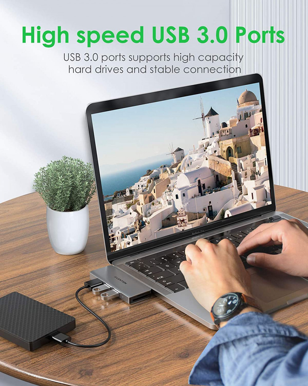LENTION 6 in 1 USB C Hub with 1 C (100W PD+ 40Gbps Data), 3 Space Gray - Fresh Stock Dated October 2025