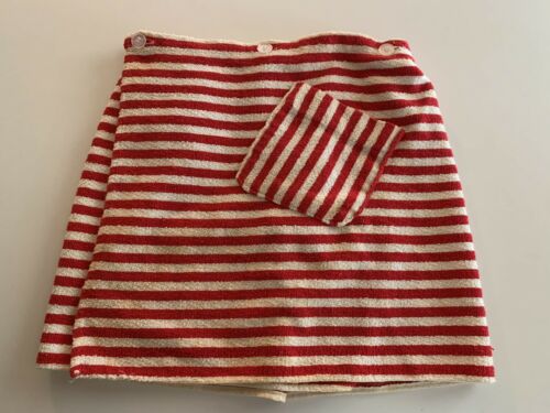60s Striped Terry Cloth Sarong Skirt Swimsuit Cover Up Wrap Around Pool Mod VTG - Fresh Stock Dated October 2025