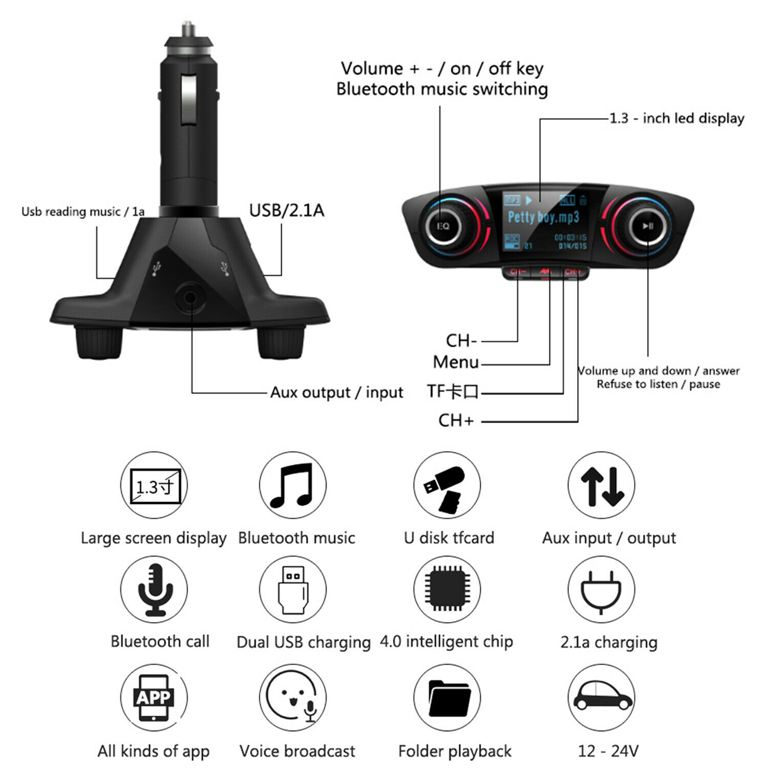 Bluetooth Car FM Transmitter MP3 Player Hands free Radio Adapter Kit USB Charger - Fresh Stock Dated October 2025