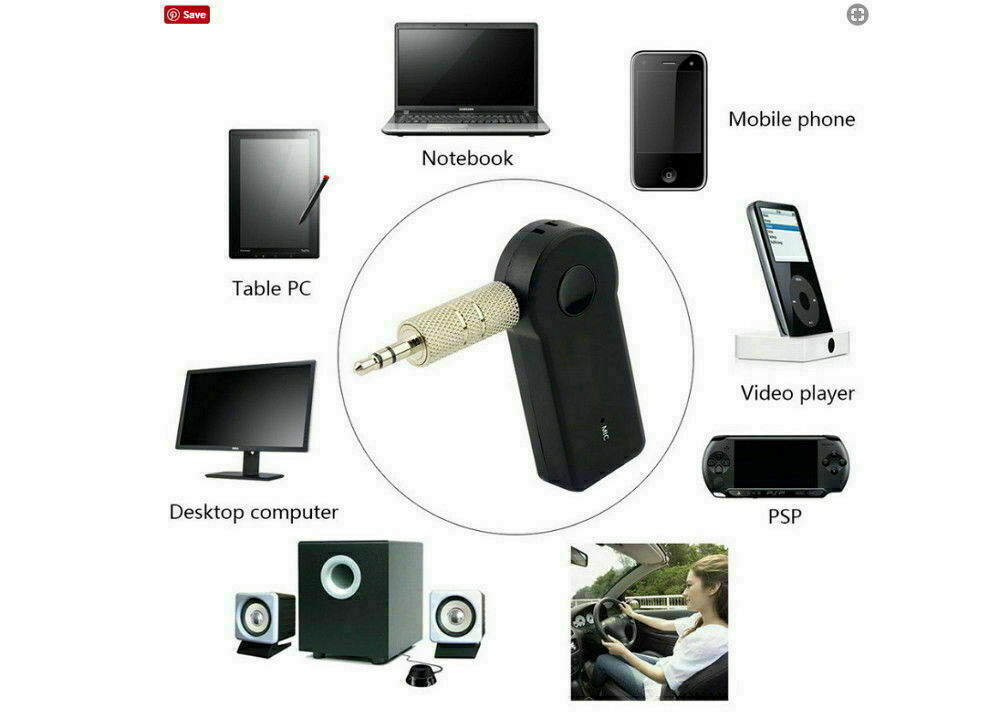 Wireless Bluetooth 3.5mm AUX Audio Stereo Music Home Car Receiver Adapter New - Fresh Stock Dated October 2025
