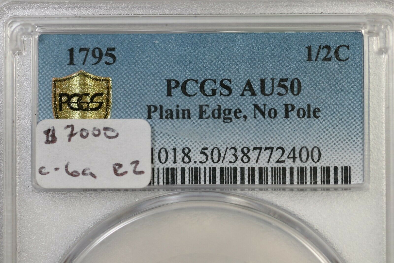 1795 C-6a R-2 PCGS AU 50 Plain Edge, No Pole Liberty Cap Half Cent Coin 1/2c - Fresh Stock Dated October 2025