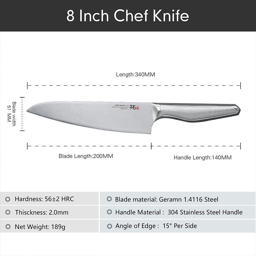 6x TURWHO Kiritsuke Santoku Slicer Bread Chef German Stainless Steel Knives Set - Fresh Stock Dated October 2025