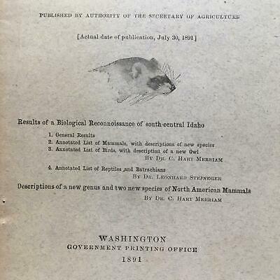 North America Fauna No 5 USDA Division of Ornithology & Mammalogy July 30 1891 - Fresh Stock Dated October 2025