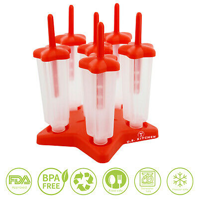 U.S. Kitchen Supply 18 Star Shape Ice Pop Molds Makers 6 Red, 6 White 6 Blue USA - Fresh Stock Dated October 2025