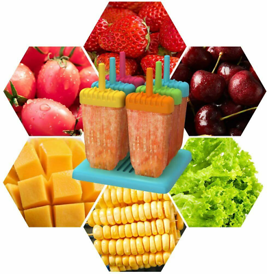 Popsicle Molds 6 Ice Pop Mold Reusable Ice Cream Maker Set with Funnel Brush - Fresh Stock Dated October 2025