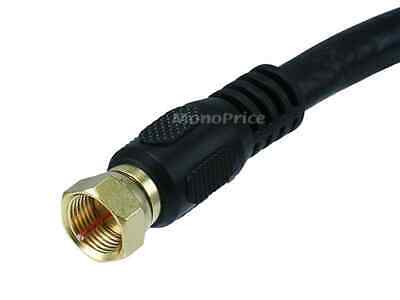 Monoprice 1.5ft RG6 (18AWG) 75Ohm, Quad Shield, CL2 Coaxial Cable - Black - Fresh Stock Dated October 2025